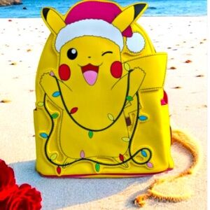 Loungefly Pokemon Pikachu Christmas Lights Santa Light Up Mini Backpack New⚡️🎉
